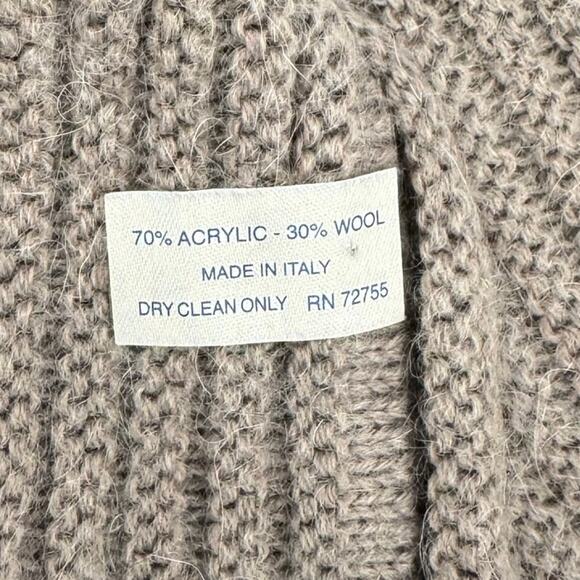 Ribbed Knit Wool Blend Made in Italy Minimalistic Basic Stretch Scarf Gray - Picture 6 of 7